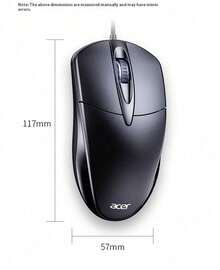 Acer Wired Mouse, Portable Office Mouse, Home/Business/Gaming Lightweight Silent Mouse, USB Plug And Play, Suitable For Laptop/Desktop, Black, M119 - Black - View 8