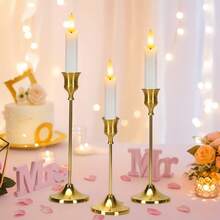 30/9/3pcs Brass Gold/Black Metal Tapered Candle Holders, Vintage Modern Decorative Centerpiece Candlestick For Fireplace, Wedding, Party, Housewarming Gift Gifts Birthday Graduation - 金色 - 查看 2