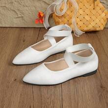 Bailarinas clásicas de moda para mujer de punta fina en negro, zapatos planos antideslizantes para exteriores, zapatillas de deporte de punta fina, mocasines, bailarinas, zapatos slip-on, bailarinas con correa elástica, bailarinas de corte bajo, bailarinas con estampado de leopardo, adecuados para fiestas, escuela, uso diario, fitness al aire libre, senderismo - Blanco - Ver 13