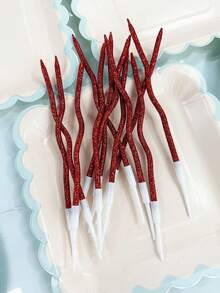 6-36pcs Red Glossy Birthday Cake Candles, Suitable For Party Decoration, Valentine's Day Red Curved Candles - Multicolor - View 4