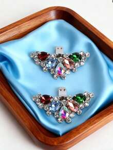 2pcs Multi-Color Rhinestone Inlaid Bowknot Metal Decor, Fashion Exquisite Classic Cute DIY High Heel Shoes Decoration, Suitable For Elegant Sexy Ladies Date Shoes, Sneakers, Brooch, Bag Clips, Home Accessories, Versatile Decoration - Multicolor - View 2