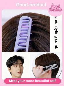 Nuevo peine de dientes anchos y esponjoso - Textura esponjosa, unisex, hecho de plástico ABS, mango texturizado antideslizante, adecuado para todo tipo de cabello, esencial para uso doméstico, vuelta al colegio, viajes y vacaciones. Puede crear un peinado liso, secado con secador, peinado, recorte y moldeado. Crea fácilmente peinados voluminosos y esponjosos, ideal para citas, reuniones, fiestas, Navidad y Año Nuevo. - Multicolor - Ver 5