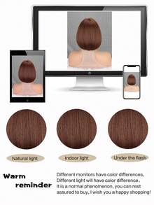 12 Inch /30 Cm Fashion Lady Short Straight Synthetic Flat Bangs Bob Wig (Brown) - màu nâu - Xem 6