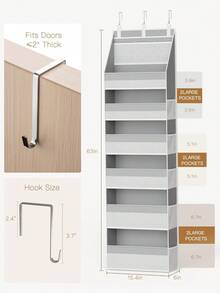 1 Giá để đồ treo cửa, loại 6 tầng chịu lực cao với 13 ngăn lưới, tải trọng 55lbs (khoảng 25kg), thích hợp cho phòng trẻ em, phòng tắm, phòng ngủ và ký túc xá. - Màu Xám nhạt - Xem 2