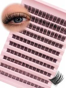 130 piezas Pestañas en racimo Curl D Pestañas individuales en racimo Extensiones de pestañas 0.07mm 8-16mm Mezcla DIY Racimos de pestañas Reutilizables Banda negra súper delgada Pestañas DIY para usar en casa - D - Ver 1