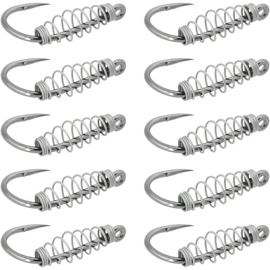 ECSiNG - 40 anzuelos de resorte para pesca con anzuelo de pescado, anzuelo de pesca para bagre, aparejos de pesca con barras, compatible con masa de anzuelo eléctrico (tamaño#10) - 1 - Ver 1