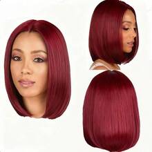 200% 密度 99J 酒红色长直发蕾丝前假发，巴西发，13x4 酒红色蕾丝前假发，13*4 高清红棕色蕾丝前假发，适合日常佩戴，预先拔毛的自然发际线，带婴儿发，透气帽，外观自然 - SBUG - 查看 3