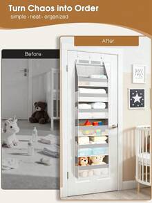1 Giá để đồ treo cửa, loại 6 tầng chịu lực cao với 13 ngăn lưới, tải trọng 55lbs (khoảng 25kg), thích hợp cho phòng trẻ em, phòng tắm, phòng ngủ và ký túc xá. - Màu Xám nhạt - Xem 4