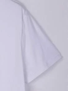 Hombres Camiseta unicolor de cuello redondo - Blanco - Ver 4