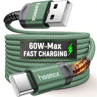 适用于三星S24、S23 Ultra、S22、S21的60W最大功率快充USB-A转Type-C数据线，也适用于荣耀手机和 15/16的Type-C数据线