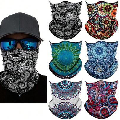 Neck Gaiter Mask,Bandana Gator Face Cover Mask Sun UV Protection,Neck Warmer Balaclava,Tube Face Scarf,Headband For Outdoor,6pcsTypeA19