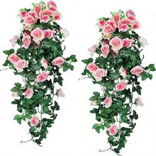 2 Pieces 40 Inch Artificial Hanging Flowers - Fake Rose Plant - Wall Decor, Wedding Decor, Home Decor, Garden Decor, Multiple Colors Look Better.Multiple Colors) - 香檳色 - 查看 1