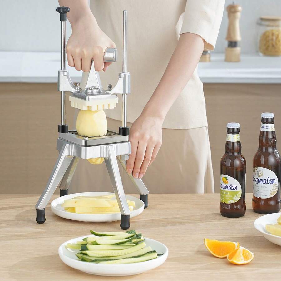 Commercial Vegetable Fruit Chopper 3/8″ Blade Heavy Duty Professional Food Dicer Kattex French Fry Cutter Onion Slicer Stainless Steel For Tomato Peppers Potato Mushroom, Sliver - 3/8″Blade(Straight-push) - 查看 1