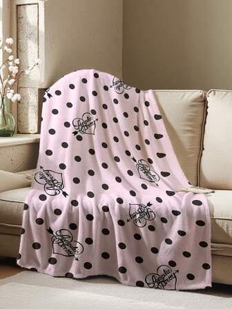 1pc Flannel Blanket, Bedding, Heart Pattern Thick Soft Cozy Throw Blanket For Sofa, Office Nap, Room Decor, Travel & Camping, Suitable For Living Room, Bedroom, Back To School Season, Holiday Gift