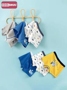 Coollikuli Bộ 8 quần lót cotton nguyên chất in hình cá mập thời trang dành cho bé trai và trẻ mới biết đi, quần lót bốn góc mềm mại và thoải mái dành cho bé trai và trẻ mới biết đi - Nhiều màu - Xem 3