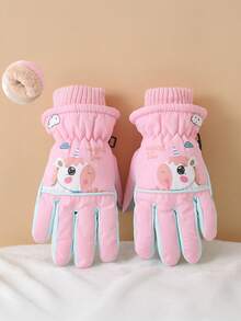 1 Pair Kids' Ski Gloves, Waterproof Warm Winter Gloves For Students, Cycling, Windproof And Cold-Proof For Boys And Girls - Unicorn Split Fingers - View 2