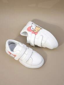 Nuevos tenis con de dibujos animados para niños, primavera y otoño. Zapatos deportivos para niñas, zapatos casuales con suela gruesa, zapatos blancos antideslizantes para niños, zapatos para correr de campus para estudiantes, zapatos para bebés y niños pequeños