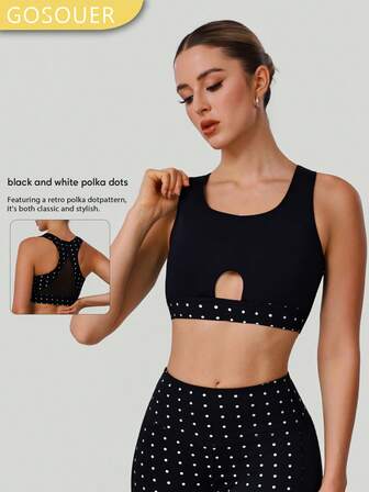 GOSOUER Women Running Workout High Support Contrast Mesh Racerback Training Sports Bra Casual Outdoor Sports Tops For All Season