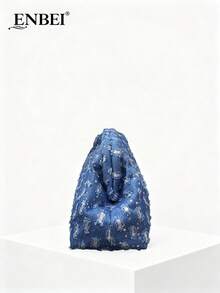 ENBEI BAIZE Elegant Denim Sequined Women's Clutch Bag - Large Makeup Bag, Autumn Y2K Style Wallet, Elegant Women's Clutch Bag, Holiday Essential, Durable, Girl's Vacation Travel Wallet, New Autumn/Winter Women's Bag, Elegant Autumn Women's Wallet, Best Autumn Wallet, Perfect To Match Women's Autumn Clothing, Suitable As A Christmas Gift, Halloween Gift, Wedding Season Souvenir Bag - Multicolor - View 7