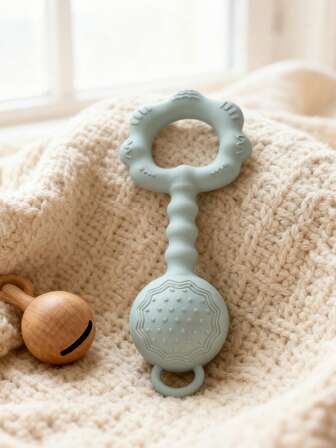 1pc Silicone Rattle Toy, Hand Grab Rattle Toy, Sound Toy, Silicone Rattle Toy, Baby Toy, Suitable For Baby Silicone Rattle Toy