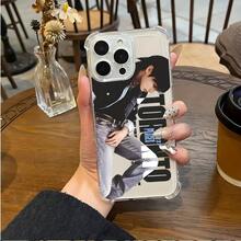 Funda de teléfono moderna con la popular cantante Jung Kook, compatible con los modelos de 17, 16E, 16, 15, 14, 13, 12, 11,, Pro,,, X, XR, XSMAX, 8 y Plus.Ofrece una cubierta trasera transparente y suave, anti-caídas.17  17promax - transparente - Ver 2