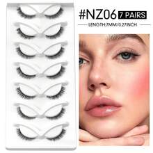 7 pares de pestañas de zorro de dibujos animados, banda transparente, pestañas postizas de visón falso, aspecto natural, delicadas y gruesas, tira completa, suaves y cómodas, adecuadas para uso diario - Negro - Ver 17