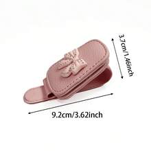 Bling Rhinestone Pearl Bow Car Visor Clip, Multifunctional Glasses Holder, Card Clip For Car - Multicolor - View 3
