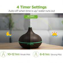 Aromatherapy Diffuser & 6 Essential Oils Set, 550ml Diffuser Ultrasonic Diffuser Cool Mist Humidifier With 4 Timers 7 Colors Light Waterless Auto Off For Large Room Office, Dark Wood Grain - 杏色 - 查看 4
