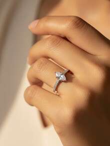 1-2-3 Carat Shiny Oval Engagement Ring/Wedding Ring, 925 Sterling Silver, Women's Promise Ring/Eternity Ring, Exquisite Jewelry Gift - Silver - View 8