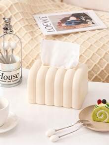 Porte-boîte de mouchoirs en forme de pain beige, un design facile à utiliser pour la décoration de la salle à manger et du salon, décoration d'intérieur simple - Blanc - Voir 7