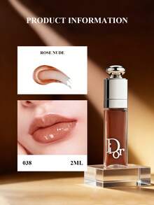 Christian Dior Dior Addict Lip Maximizer Lip Plumping Gloss - تأثير حجم فوري وطويل الأمد - ترطيب لمدة 24 ساعة #038-لون وردي عاري مقاس السفر - 2مل/0.07أونصة.