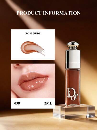 Christian Dior Addict Lip Maximizer 丰唇蜜 - 即时和长效丰唇效果 - 24 小时保湿 #038-玫瑰裸色 旅行装 - 2ml/0.07oz。
