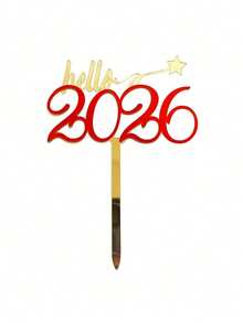 Gold Red Black Acrylic Happy New Year Hello 2026 Cake Topper, Acrylic Cake Topper,For New Year Christmas Party Valentine's Day DIY Cake Decoration Supplies, Valentine's Day Party, Home Decor, Home Gifts - Multicolor - View 7