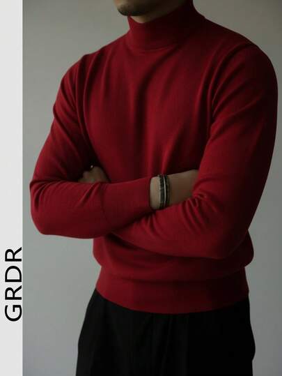 GRDR Men's Crew Neck Long Sleeve Sweater, Versatile Everyday Wear Knitted Pullover