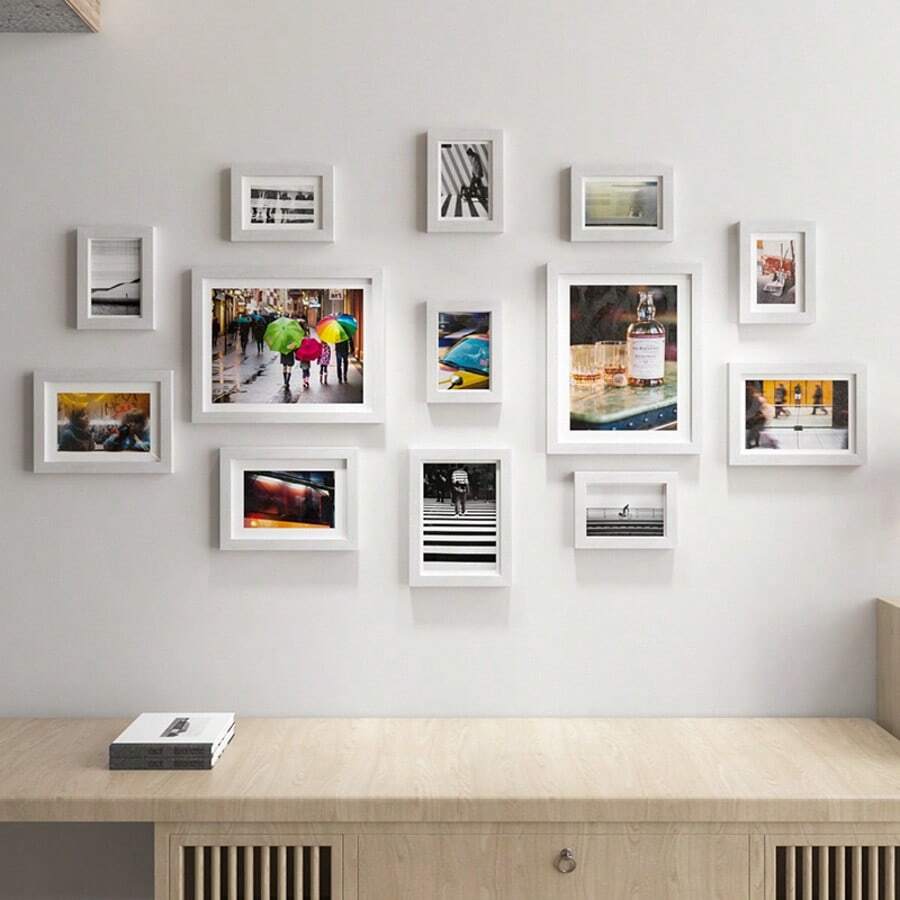 13-Piece Premium Photo Wall Frame Set, Collage Wall Display For Living Room & Bedroom, Includes Landscape Photos, No Drilling Required