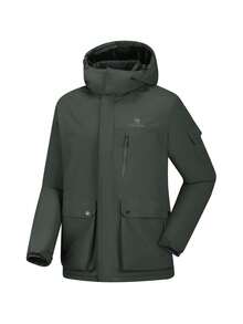 CAMEL CROWN Men's Ski Jacket Winter Warm Snow Coat Waterproof Windbreaker Hooded Work Outerwear Snowboarding Jackets - Green - View 6