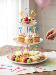 50/100/200pcs Multi-Color Fruit Picks, Heart Fruit Skewers, Toothpicks, Heart-Shaped Cocktail Appetizer Sticks, Food Picks, Sandwich & Beverage Picks, Suitable For Festivals, Parties, Birthdays, Christmas, BBQ Snacks And Family Gatherings