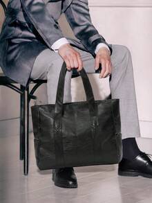 NEWHEY Men's Small Minimalist Handbag - PU Leather Shoulder Tote Bag, Fashionable Large Capacity Work Bag, Suitable For College Students, Office, Business Commute, Durable Portable Shopping Bag Laptop Bag