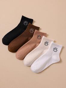 5 Pairs Women's Comfortable Soft Cartoon Short Socks, Suitable For Daily Wear, Autumn/Winter - Multicolor - View 1
