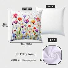 1 Stück 17,7*17,7 Zoll (45*45 cm)/19,69*19,69 Zoll (50*50 cm)/15,75*15,75 Zoll (40*40 cm) Tintendruck Blumenmuster Polyester Kissenbezug [einseitig Muster], Heimdekoration Kissenbezug für Bett, Sofa, Auto, geeignet für täglichen Gebrauch oder hochwertige minimalistische Selbstnutzung, Wohnzimmer, Schlafzimmer [ohne Kissenfüllung] - Verschiedenfarbig - Übersicht 12