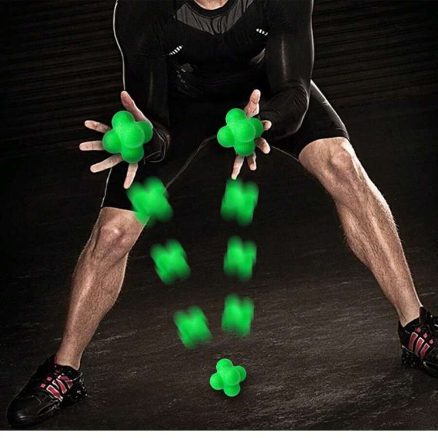 6pcs Hexagon High Bounce Reaction Balls, For Hand-Eye Coordination Training, Improve Reaction Time, Agility And Focus, Suitable For Sports, Exercise, Fitness Equipment, Durable Grip Design - Multicolor - View 1