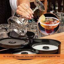 1 Pack 3 Tier Bar Glass Rimmer For Margarita And Cocktail, Bartender Tool,Salt Box Spice Container,Bar Juice Cocktail Seasoning Box With 3 Swing-Out Trays, Sponge Included, Plastic Margarita Cocktail Bartender Tool, For Party, Bar, And Reception,Salt Box Spice Container - Black - View 10