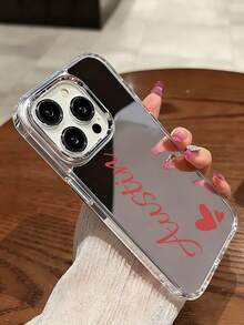 1 Personalized Custom Cat Red Lip Couple Family Member, Parents, Children, Pets, Friends' Names, High-Definition Acrylic Mirror Phone Case Compatible With Iphone 11/12/13/14/15/16/16 Pro/16plus/16 /17pomax And Other Models, Suitable For Boys And Girls, Anti Fouling, Fashionable, Christmas Gifts