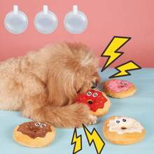 1pc Multi-Color Plush Donut Shaped Dog Toy With Squeaky Sound, Cute & Sweet, Flying Disc Suitable For Small Cats & Dogs To Play Independently Or Interact With - Multicolor - View 4