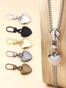 5个心形可拆卸金属拉链头，拉链维修套装，适用于行李箱、手提包、背包、夹克、钱包、鞋子、服装拉链更换，1套 - 彩色 - 查看 5