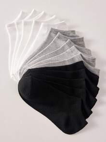 5/15/30 Pairs Women's Minimalist Black, White, Gray Ankle Socks, Spring/Summer - Multicolor - View 6