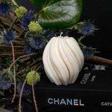 1 件迷你蜡烛,手掌大小,现代罗纹蜡烛套装,大号大豆蜡香味罗纹柱状蜡烛,旋转几何装饰蜡烛,适用于家庭装饰,漩涡艺术蜡烛,客厅,浴室(白色) - 彩色 - 查看 8