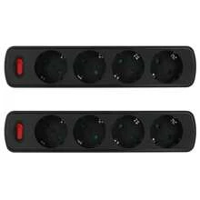 CILIA 1/2 Packs 4-1 European Standard Socket, 4 Schuko Sockets, No Cable, With Switch, Child Protection, Space-Saving, Suitable For Use In Home, Kitchen And Office