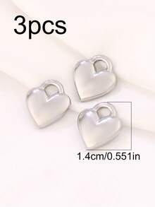 3 piezas de encantos de acero inoxidable con forma de corazón para hacer joyas DIY, hallazgos, aretes, pulseras, collares, decoración colgante - colgante - Ver 21