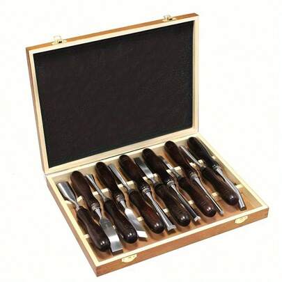 Juego de 12 piezas de gubias para carpintería, gubias para talla, gubias para grabado, cuchillos de talla, gubias de acero al cromo vanadio para talla